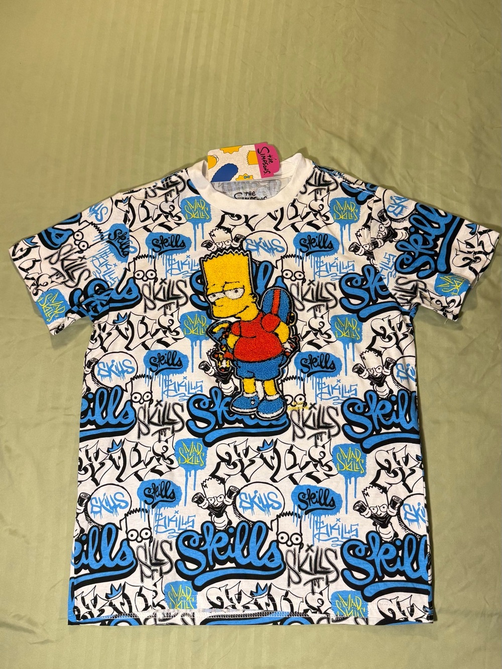 Graphic Bart Simpson Skate Tee - White & Blue